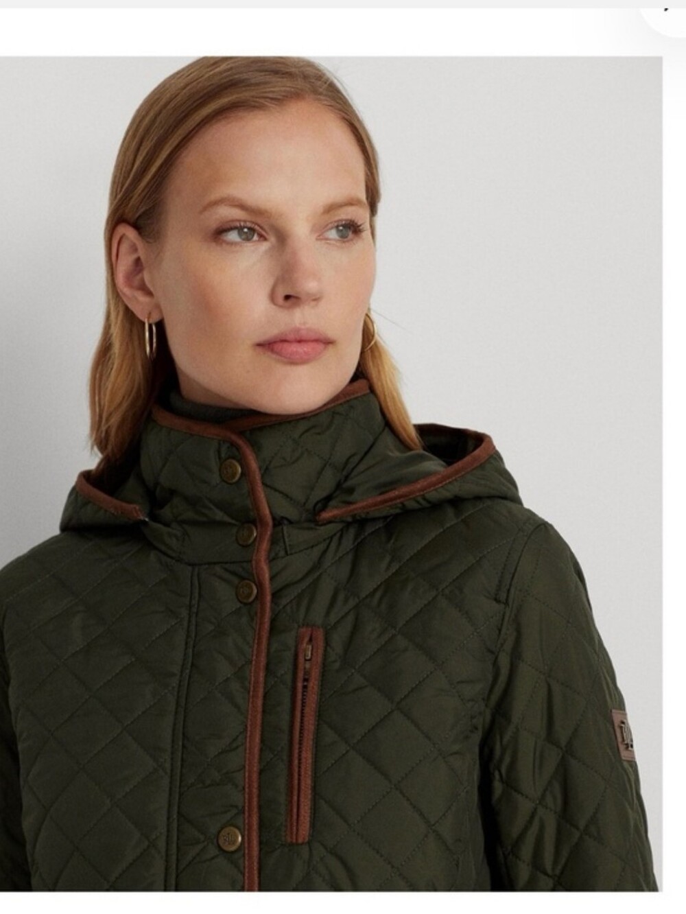 Lauren Ralph Lauren Olive Quilted Barn Coat Field Jacket Women XL - Picture 14 of 14